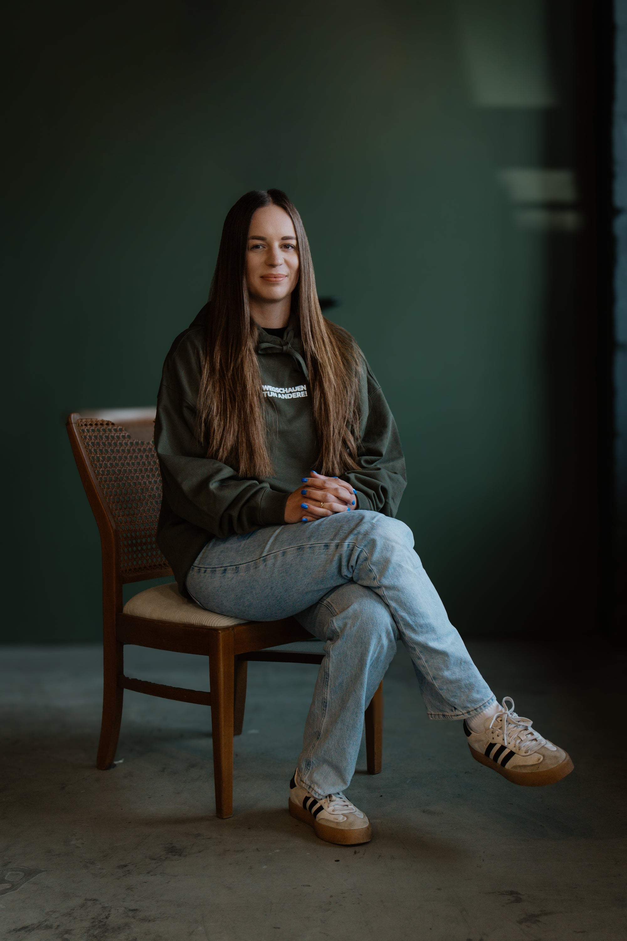 Hoodie in Khaki „Adopt don’t shop“